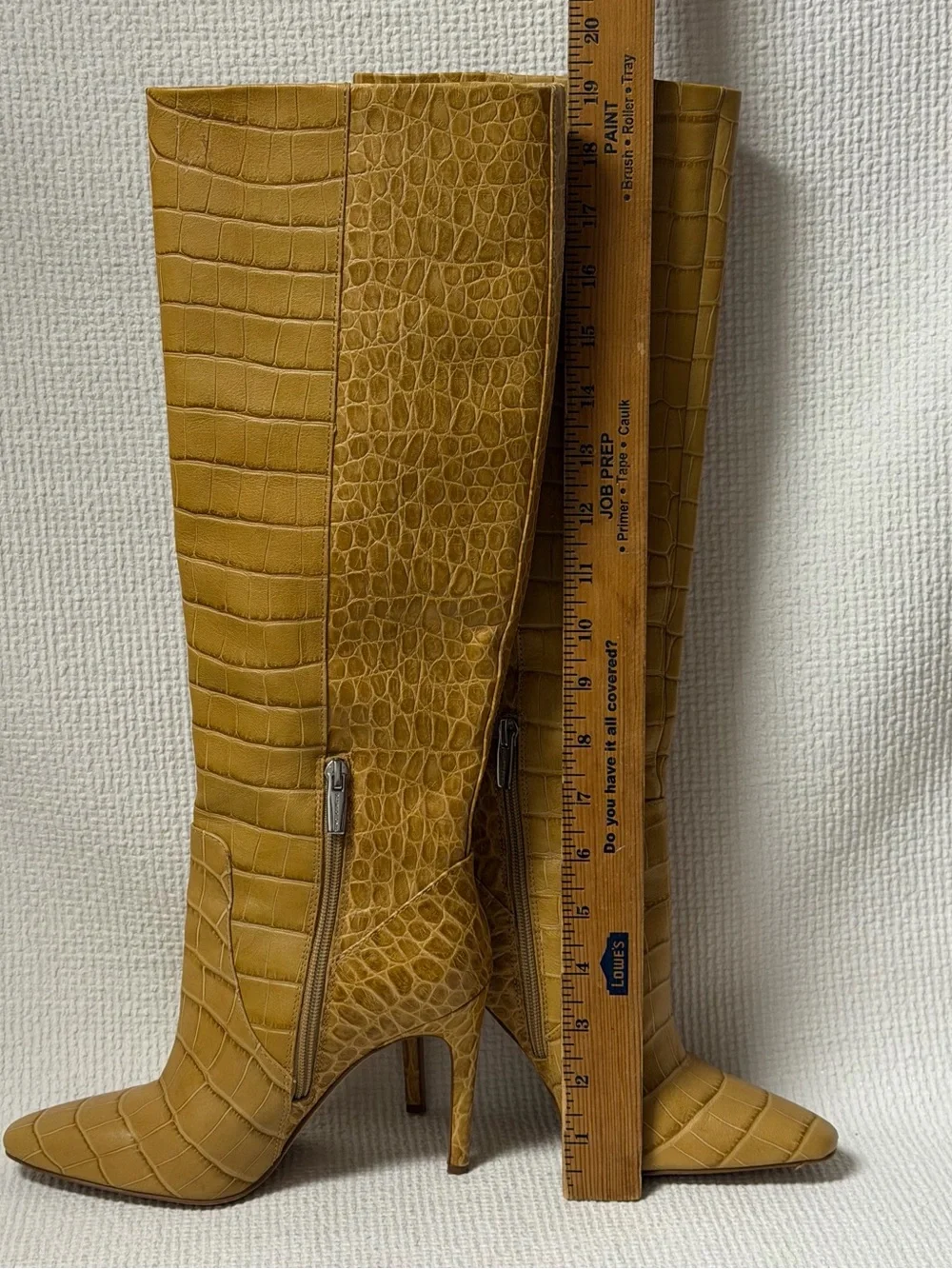 Vince Camuto Fendels Leather Croc Embossed Boots Sz 6 M Pointed Toe Stilettos